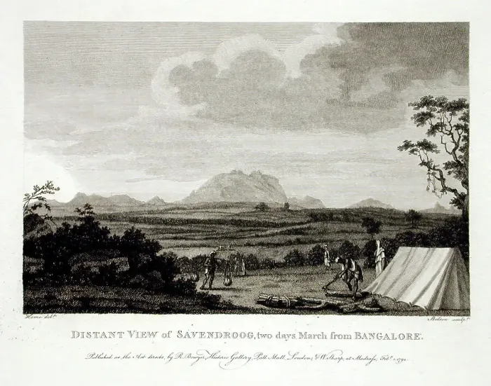 Framed Print : Distant View of Savendroog, Two Days March from Bangalore, 1794. Creator: Robert Home Framed Print : Distant View of Savendroog, Two Days March from Bangalore, 1794. Creator: Robert Home