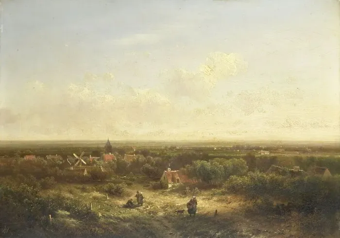 Framed Print : Distant View with a Village, 1840-1900. Creator: Pieter Lodewijk Francisco Kluyver Framed Print : Distant View with a Village, 1840-1900. Creator: Pieter Lodewijk Francisco Kluyver