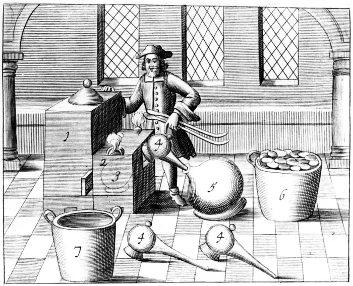 Framed Print : Distillation of Nitric Acid, 1683 Framed Print : Distillation of Nitric Acid, 1683