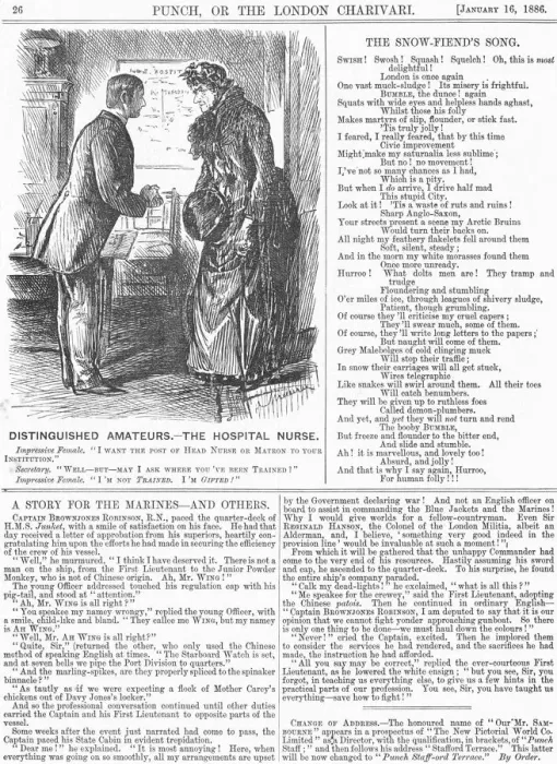 Framed Print : Distinguished Amateurs - The Hospital Nurse, 1886. Artist: George du Maurier Framed Print : Distinguished Amateurs - The Hospital Nurse, 1886. Artist: George du Maurier