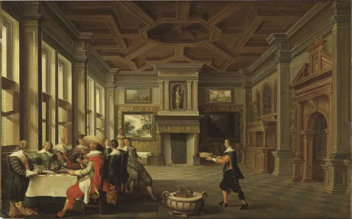 Framed Print : Distinguished Dinner Company in an Interior, 1631 Framed Print : Distinguished Dinner Company in an Interior, 1631