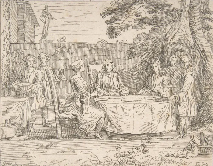 Framed Print : Distinguished Meal, ca. 1725-1765. Creator: Caylus, Anne-Claude-Philippe de Framed Print : Distinguished Meal, ca. 1725-1765. Creator: Caylus, Anne-Claude-Philippe de