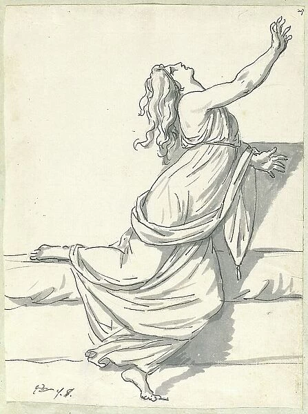 A Distraught Woman with Her Head Thrown Back, 1775 / 80. Creator: Jacques-Louis David