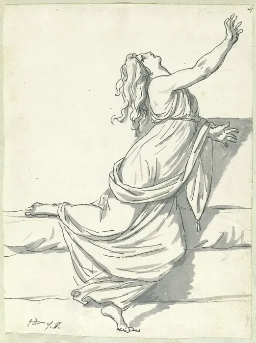 Framed Print : A Distraught Woman with Her Head Thrown Back, 1775 / 80. Creator: Jacques-Louis David Framed Print : A Distraught Woman with Her Head Thrown Back, 1775 / 80. Creator: Jacques-Louis David