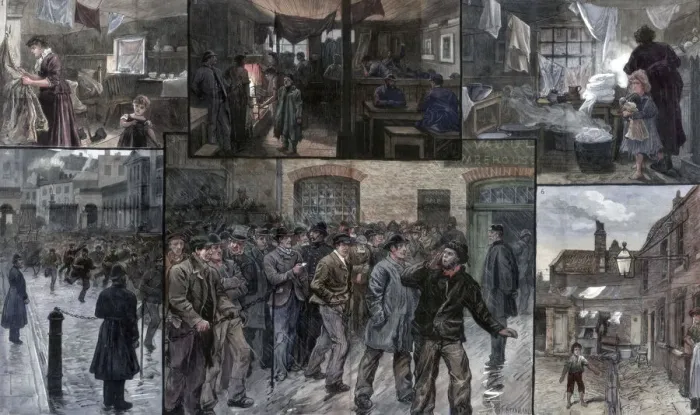 Framed Print : Distress in the East End of London, 1886. Artist: Charles Joseph Staniland Framed Print : Distress in the East End of London, 1886. Artist: Charles Joseph Staniland