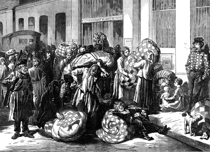 Framed Print : The Distress in Paris, distribution of bedding to the poor, 1874. Creator: Jenkin Framed Print : The Distress in Paris, distribution of bedding to the poor, 1874. Creator: Jenkin