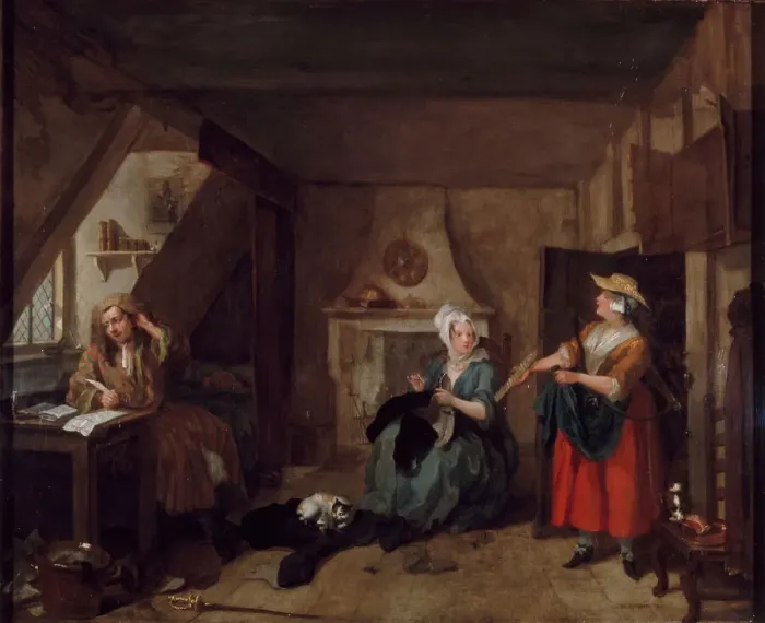 Framed Print : The Distressed Poet, 1733-1735. Creator: William Hogarth Framed Print : The Distressed Poet, 1733-1735. Creator: William Hogarth