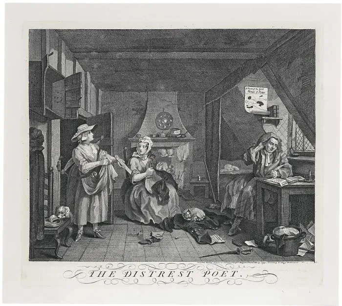 Framed Print : The distressed Poet, 1741. Creator: Hogarth; William (1697-1764) Framed Print : The distressed Poet, 1741. Creator: Hogarth; William (1697-1764)