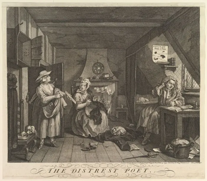 Framed Print : The Distrest Poet, December 15, 1740. Creator: William Hogarth Framed Print : The Distrest Poet, December 15, 1740. Creator: William Hogarth