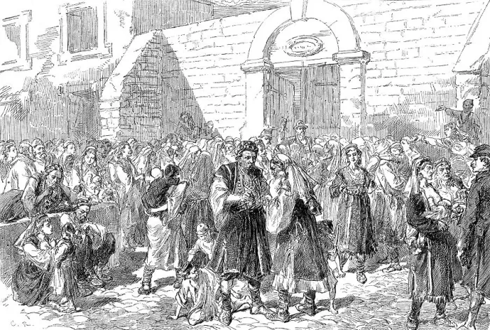 Framed Print : Distributing Charitable Funds to the Herzegovinian Refugees at Ragusa...1876. Creator: Unknown Framed Print : Distributing Charitable Funds to the Herzegovinian Refugees at Ragusa...1876. Creator: Unknown