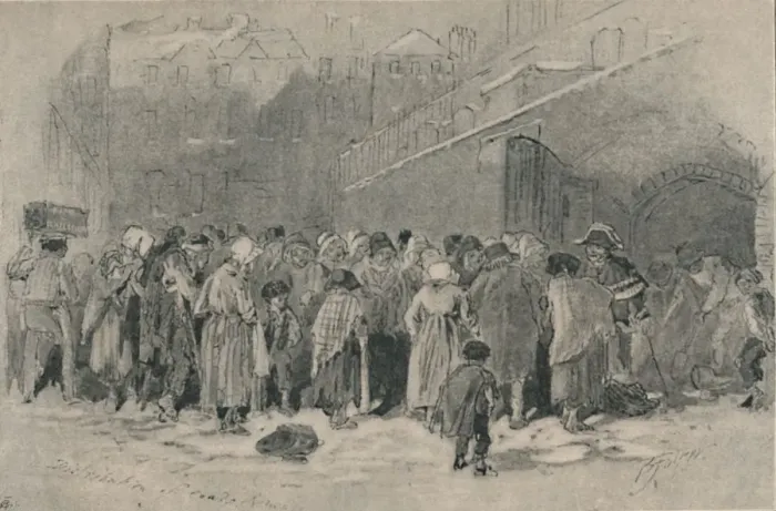 Framed Print : The Distribution of Coals, mid-late 19th century. Creator: Birket Foster Framed Print : The Distribution of Coals, mid-late 19th century. Creator: Birket Foster