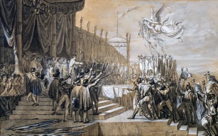 Framed Print : The Distribution of the Eagle Standards, 5th December 1804, 1808. Artist: Jacques Louis David Framed Print : The Distribution of the Eagle Standards, 5th December 1804, 1808. Artist: Jacques Louis David