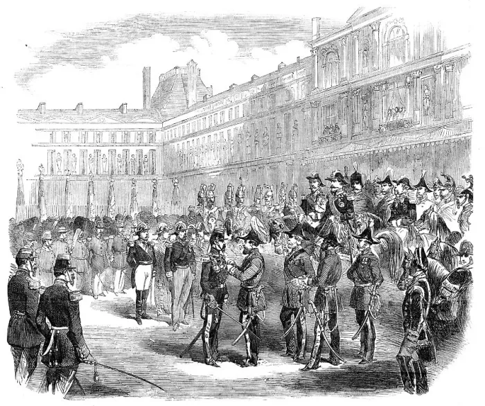 Framed Print : Distribution of the Queen's Medals to the French Crimean Troops, by H.R.H. the Duke of Cambridge, at Creator: Unknown Framed Print : Distribution of the Queen's Medals to the French Crimean Troops, by H.R.H. the Duke of Cambridge, at Creator: Unknown