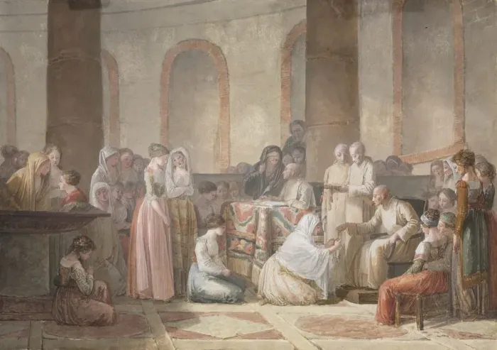 Framed Print : The Distribution of Rosaries, 1793. Creator: Jean-Baptiste Mallet (French, 1759-1835) Framed Print : The Distribution of Rosaries, 1793. Creator: Jean-Baptiste Mallet (French, 1759-1835)