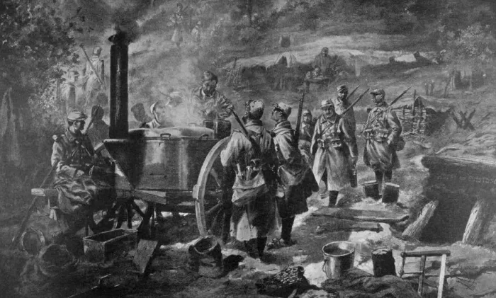 Framed Print : Distribution of Soup at the Front, 1915 Framed Print : Distribution of Soup at the Front, 1915