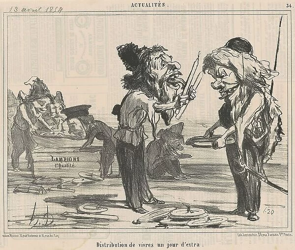 Distribution de vivres un jour d'extra, 19th century. Creator: Honore Daumier