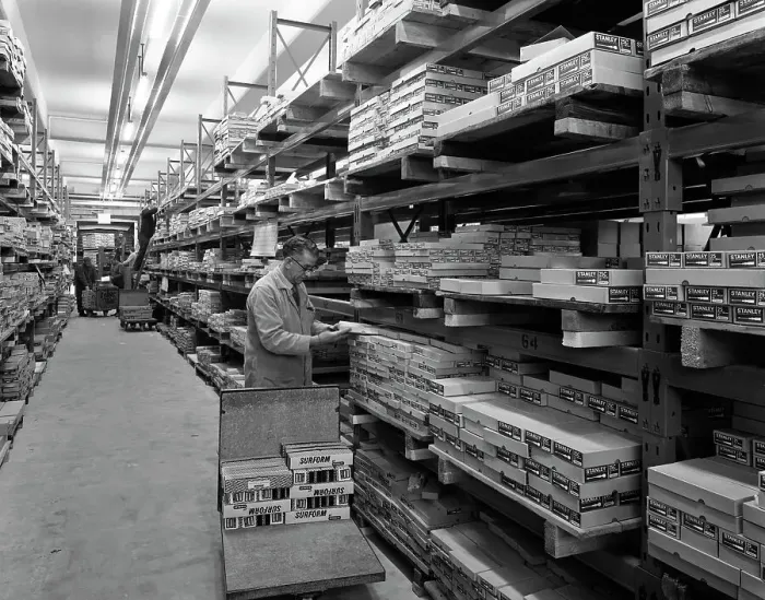 Framed Print : Distribution warehouse, Stanley Tools, Sheffield, South Yorkshire, 1967 Framed Print : Distribution warehouse, Stanley Tools, Sheffield, South Yorkshire, 1967