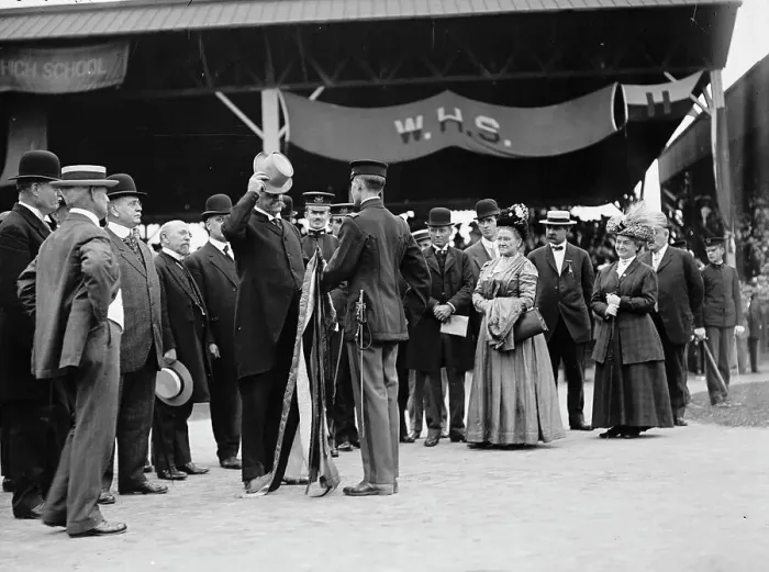 Framed Print : District of Columbia Public Schools - Secretary of War Dickinison Presenting Banner To... 1911. Creator: Harris & Ewing. District of Columbia Public Schools - Secretary of War Dickinison Presenting Banner To... 1911. Creator: Harris & Ewing Framed Print : District of Columbia Public Schools - Secretary of War Dickinison Presenting Banner To... 1911. Creator: Harris & Ewing. District of Columbia Public Schools - Secretary of War Dickinison Presenting Banner To... 1911. Creator: Harris & Ewing