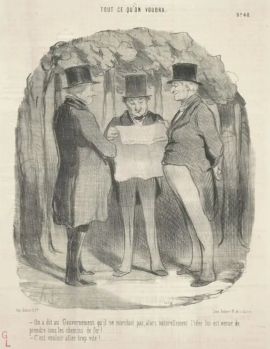 Framed Print : On a dit au gouvernement qu'il ne marchait pas... 19th century. Creator: Honore Daumier Framed Print : On a dit au gouvernement qu'il ne marchait pas... 19th century. Creator: Honore Daumier