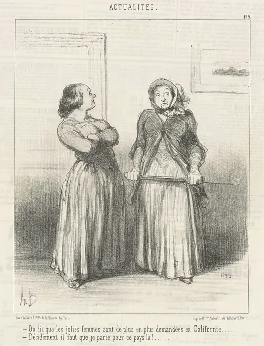 Framed Print : On dit que les jolies femmes sont... 19th century. Creator: Honore Daumier Framed Print : On dit que les jolies femmes sont... 19th century. Creator: Honore Daumier