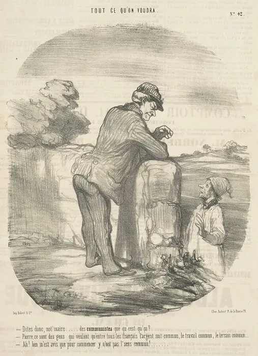 Framed Print : Dites donc, not'maire... des communistes qué qu'c'est ça?, 19th century. Creator: Honore Daumier Framed Print : Dites donc, not'maire... des communistes qué qu'c'est ça?, 19th century. Creator: Honore Daumier
