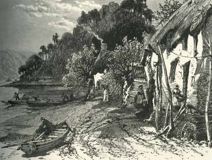 Framed Print : Dittisham, on the Dart, c1870 Framed Print : Dittisham, on the Dart, c1870