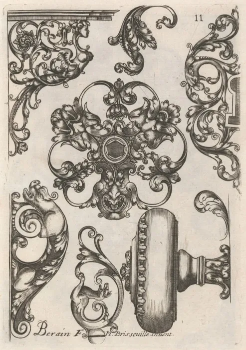 Framed Print : Diverses Pieces de Serruriers, page 12 (recto), ca. 1663. Creator: Jean Berain Framed Print : Diverses Pieces de Serruriers, page 12 (recto), ca. 1663. Creator: Jean Berain