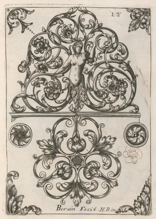 Framed Print : Diverses Pieces de Serruriers, page 13 (recto), ca. 1663. Creator: Jean Berain Framed Print : Diverses Pieces de Serruriers, page 13 (recto), ca. 1663. Creator: Jean Berain