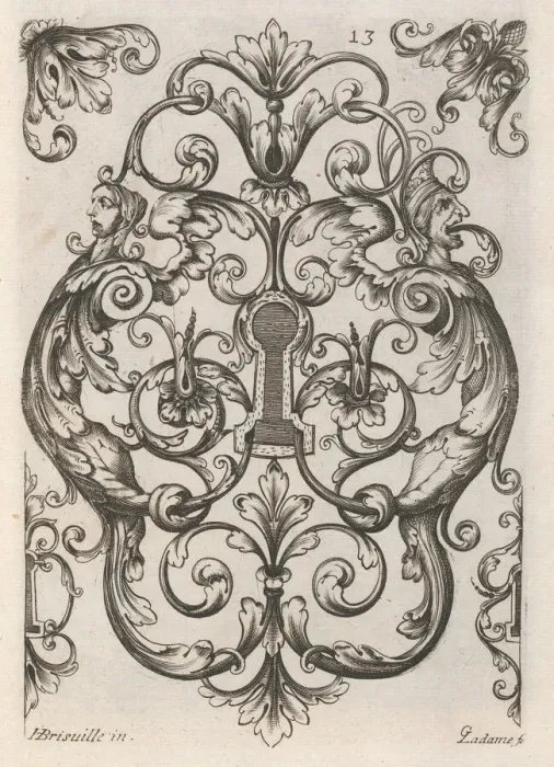 Framed Print : Diverses Pieces de Serruriers, page 14 (recto), ca. 1663. Creator: Jean Berain Framed Print : Diverses Pieces de Serruriers, page 14 (recto), ca. 1663. Creator: Jean Berain