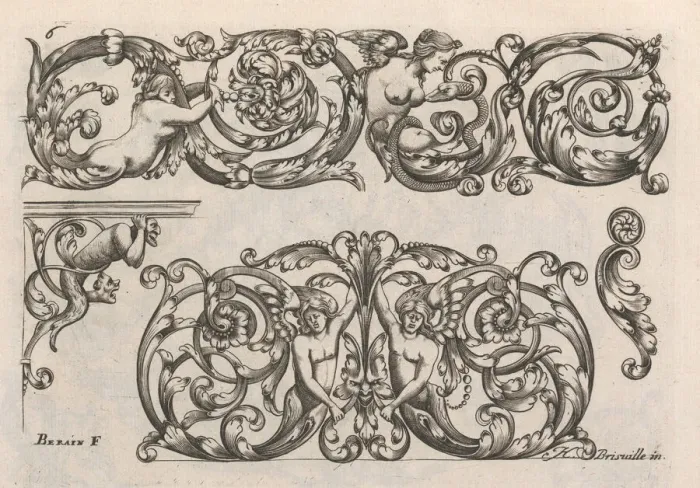 Framed Print : Diverses Pieces de Serruriers, page 7 (recto), ca. 1663. Creator: Jean Berain Framed Print : Diverses Pieces de Serruriers, page 7 (recto), ca. 1663. Creator: Jean Berain