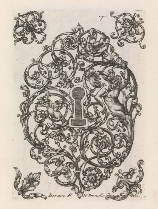 Framed Print : Diverses Pieces de Serruriers, page 8 (recto), ca. 1663. Creator: Jean Berain Framed Print : Diverses Pieces de Serruriers, page 8 (recto), ca. 1663. Creator: Jean Berain