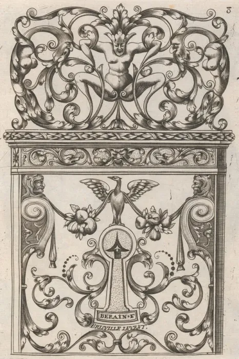 Framed Print : Diverses Pieces de Serruriers, page 9 (recto), ca. 1663. Creator: Jean Berain Framed Print : Diverses Pieces de Serruriers, page 9 (recto), ca. 1663. Creator: Jean Berain
