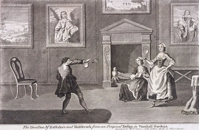 Framed Print : The diversion of battledore and shittlecock, c1745 Framed Print : The diversion of battledore and shittlecock, c1745