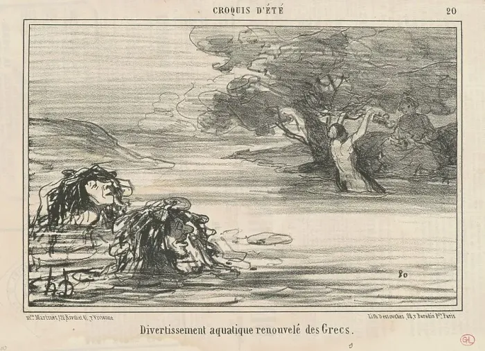 Framed Print : Divertissement... renouvelé des Grecs, 19th century. Creator: Honore Daumier Framed Print : Divertissement... renouvelé des Grecs, 19th century. Creator: Honore Daumier