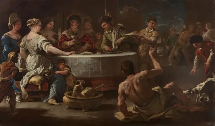 Framed Print : Dives and Lazarus, 1680. Creator: Luca Giordano Framed Print : Dives and Lazarus, 1680. Creator: Luca Giordano
