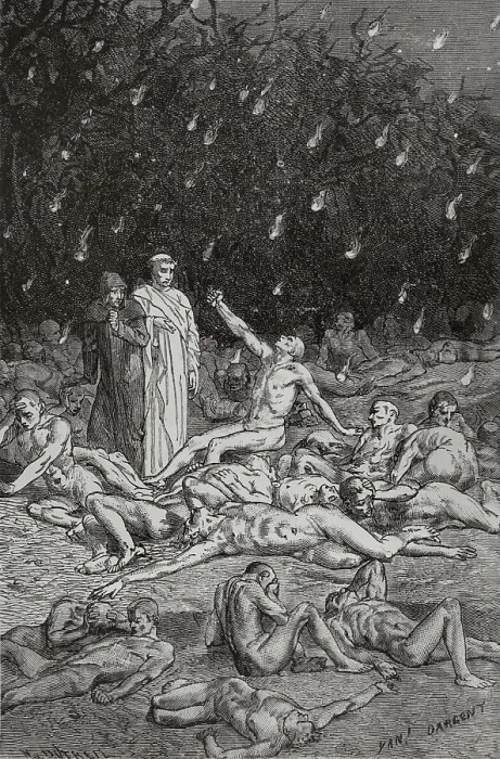 Framed Print : The Divine Comedy (1307-1321): Inferno (Hell), 1888. Creator: Jean Edouard Dargent Framed Print : The Divine Comedy (1307-1321): Inferno (Hell), 1888. Creator: Jean Edouard Dargent
