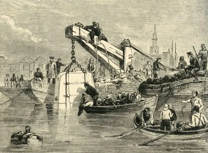 Framed Print : Diving-Bell Used in the Construction of the Thames Tunnel, (c1878). Creator: Unknown Framed Print : Diving-Bell Used in the Construction of the Thames Tunnel, (c1878). Creator: Unknown