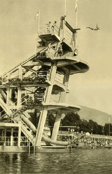 Diving platform, Millstatt, Carinthia, Austria, c1935. Creator: Unknown