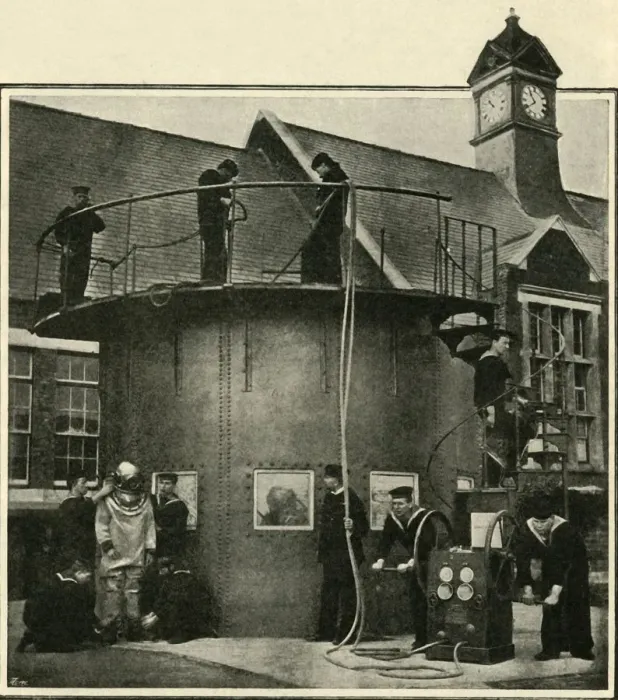 Framed Print : The Diving Tank At Portsmouth Where Divers Are Trained, 1901. Creator: Unknown Framed Print : The Diving Tank At Portsmouth Where Divers Are Trained, 1901. Creator: Unknown