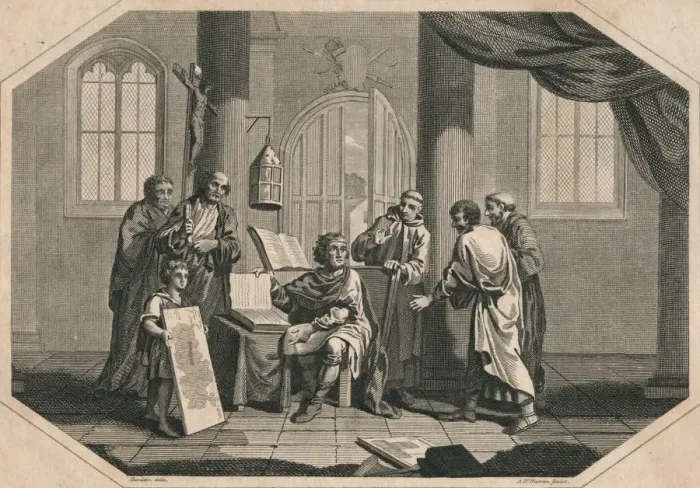 Framed Print : The division of England into Counties, Hundreds & Tythings by Alfred the Great, 1808. Artist: Ambrose William Warren Framed Print : The division of England into Counties, Hundreds & Tythings by Alfred the Great, 1808. Artist: Ambrose William Warren