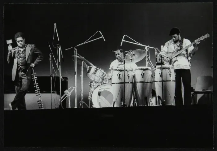 Framed Print : Dizzy Gillespie and guitarist Rodney Jones on stage, Beaulieu, Hampshire, July 1977 Framed Print : Dizzy Gillespie and guitarist Rodney Jones on stage, Beaulieu, Hampshire, July 1977