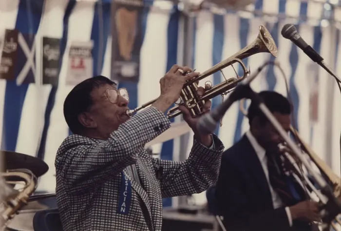 Framed Print : Doc Cheatham, Edinburgh Jazz Festival, 1986. Creator: Brian Foskett Framed Print : Doc Cheatham, Edinburgh Jazz Festival, 1986. Creator: Brian Foskett