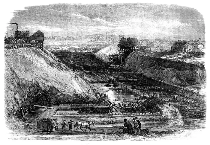 Framed Print : Dock in course of construction at Boulogne, 1862. Creator: Unknown Framed Print : Dock in course of construction at Boulogne, 1862. Creator: Unknown