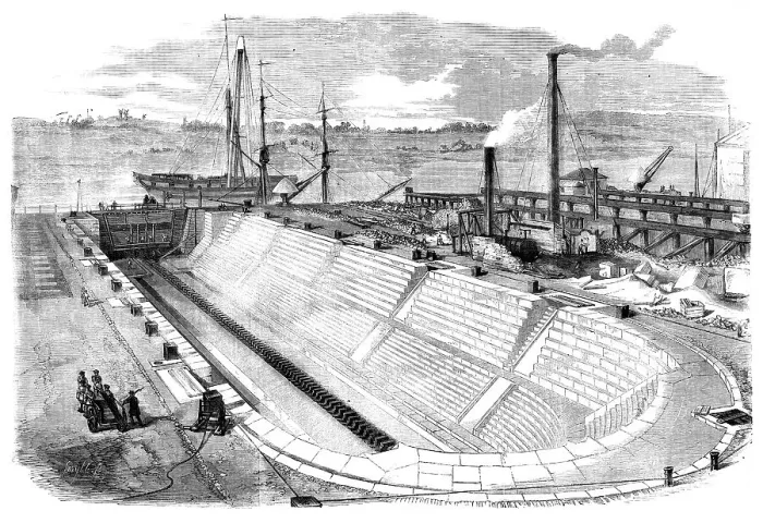 Framed Print : Dock No. 2 at Chatham Yard, recently opened, 1858. Creator: Smyth Framed Print : Dock No. 2 at Chatham Yard, recently opened, 1858. Creator: Smyth