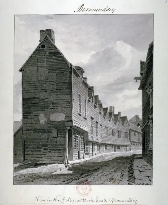 Framed Print : Dockhead Folly, Bermondsey, London, 1820. Artist: John Chessell Buckler Framed Print : Dockhead Folly, Bermondsey, London, 1820. Artist: John Chessell Buckler