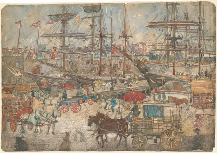 Framed Print : Docks, East Boston, 1900 / 1904. Creator: Maurice Brazil Prendergast Framed Print : Docks, East Boston, 1900 / 1904. Creator: Maurice Brazil Prendergast