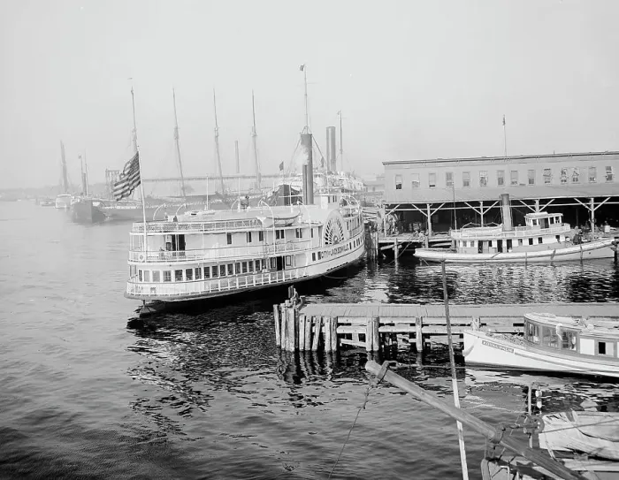 Framed Print : Docks, Jacksonville, Fla. between 1900 and 1920. Creator: Unknown Framed Print : Docks, Jacksonville, Fla. between 1900 and 1920. Creator: Unknown