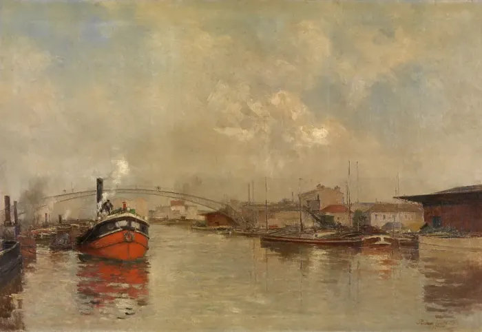 Framed Print : The Docks La Villette in Paris, 1885. Creator: Pierre Vauthier Framed Print : The Docks La Villette in Paris, 1885. Creator: Pierre Vauthier
