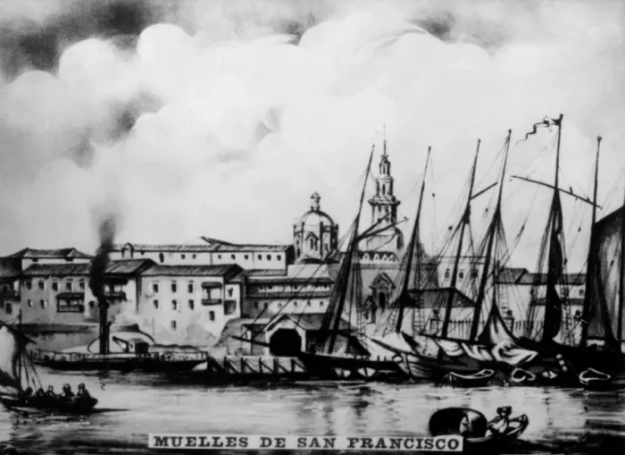 Framed Print : Docks of San Francisco, (19th century), 1920s Framed Print : Docks of San Francisco, (19th century), 1920s