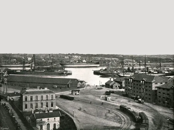 Framed Print : The Docks, Southampton, 1895. Creator: Poulton & Co Framed Print : The Docks, Southampton, 1895. Creator: Poulton & Co